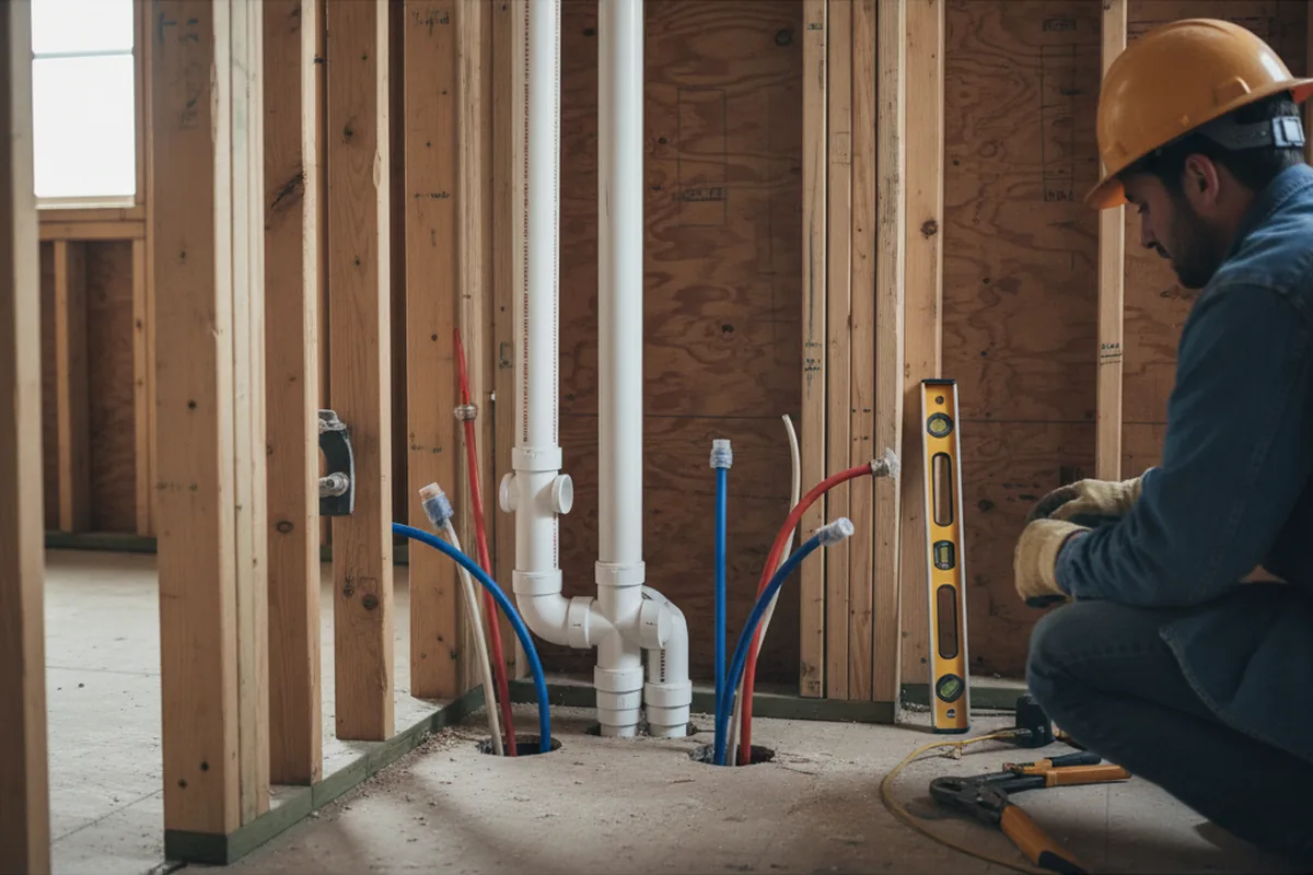 Drain and supply rough-in during Sump Pump Repair in Discovery Bay